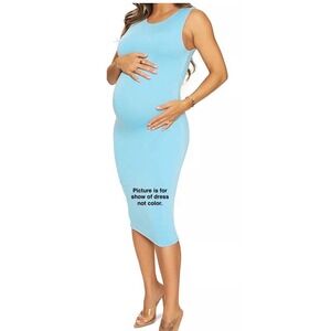 Naked Wardrobe Baby Mama Sleeveless Dress Light Blue Maternity Bodycon NEW M4